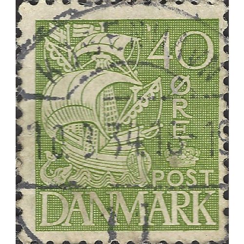 DENMARK, SHIP, Caravel, green 1933, 40ore