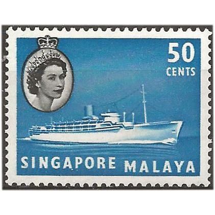 Singapore 1955 SG49 50c Blue & Black Mounted Mint . .. .