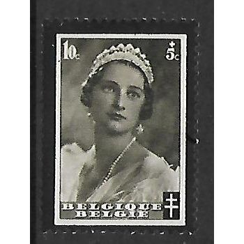 BELGIUM 1935 DEATH OF QUEEN ASTRID MORNING STAMP 10c + 5c OLIVE SG714 M MINT