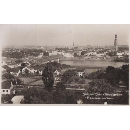 Reichsbrucke Braunau Ann Inn Simbach Germany Aerial 1930s Real Photo Postcard
