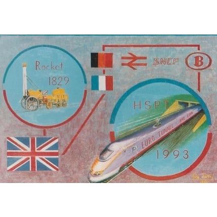 Rocket In Euro Tunnel Train Transport For Future John Storey Painting Postcard