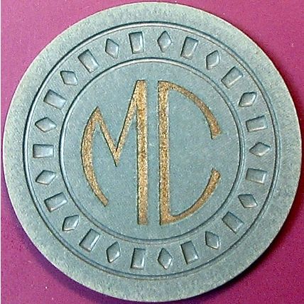 MC(Foy Frazier). Vintage Casino Chip. Fresno, CA. 1940s, Green. Q26.