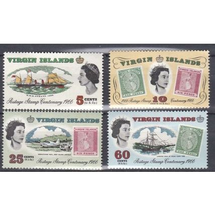 British Virgin Islands 1966 Stamp Centenary set of 4 SG 203/6 U/Mint