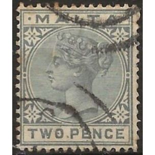 Malta 1885 SG23 2d Grey Wmk Crown CA Fine Used . .