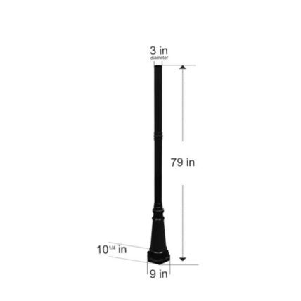 GAMA SONIC Imperial Cast Aluminum 79" Outdoor Weather Resistant Black Lamp Post