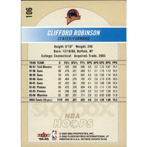2004-05 Hoops Basketball Clifford Robinson