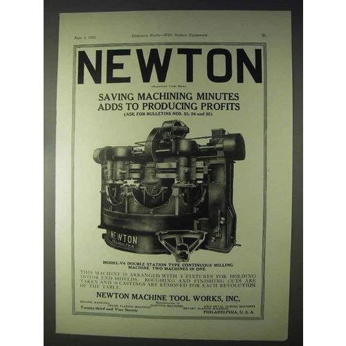 1922 Newton Model V4 Double Station Milling Machine Ad