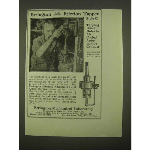 1922 Errington Auto Reverse Friction Tapper Style C Ad