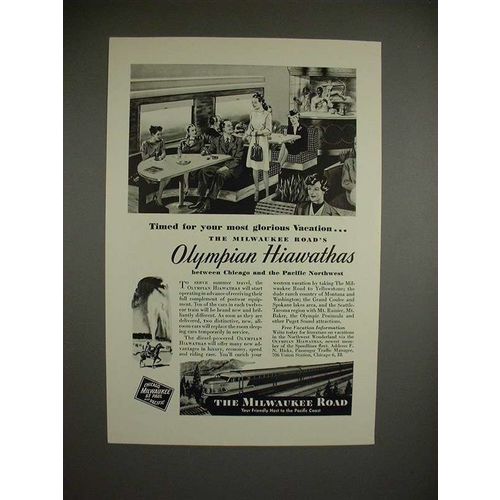 1947 Milwaukee Road Olympian Hiawatha Train Ad - Timed