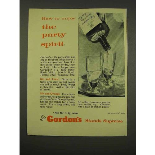 1956 Gordon's Gin Ad - Enjoy The Party Spirit