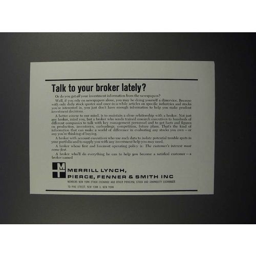1965 Merrill Lynch Brokers Ad - Talk to Broker Lately?