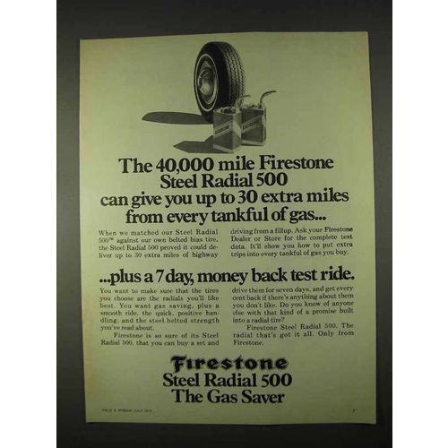 1974 Firestone Steel Radial 500 Tires Ad - 40,000 Mile