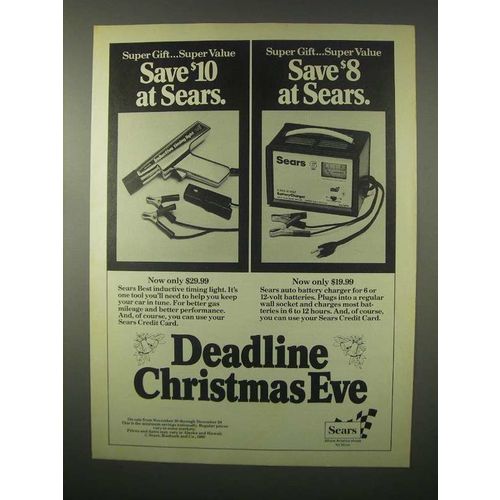 1980 Sears Timing Light and Battery Charger Ad