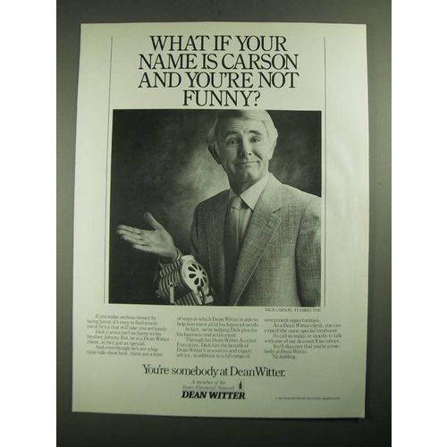 1987 Dean Witter Investments Ad - What If Your Name is Carson?