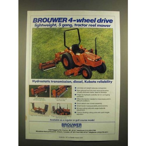 1988 Brouwer 5 gang Tractor Reel Mower Ad - 4-Wheel Drive