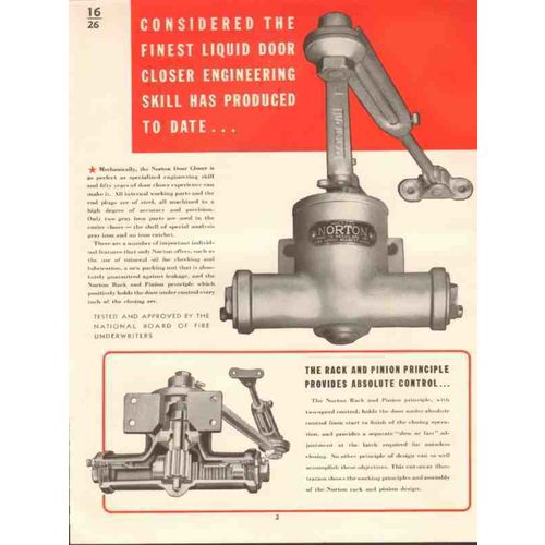 norton door closer company 1941 rack pinion crank vintage catalog