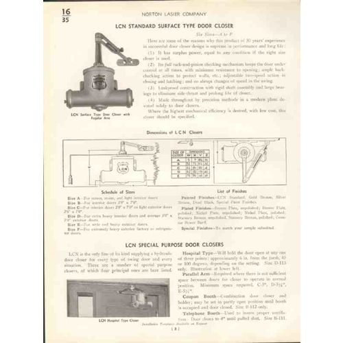 norton lasier company 1938 lcn concealed door closers vintage catalog