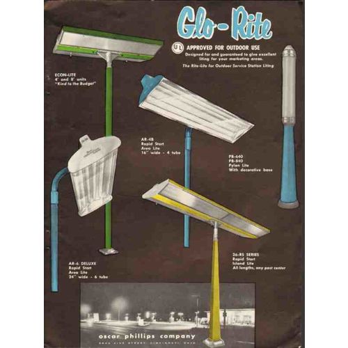 oscar phillips company 1956 glo-rite horse outdoor lighting vintage ad