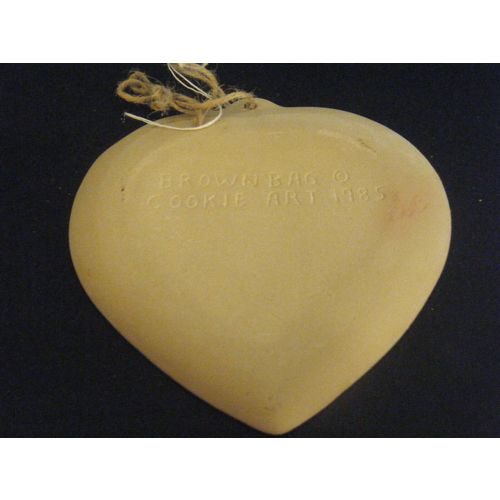 Brown Bag Cookie Art 1985 Heart Shape Love Birds Cookie Pottery Mold