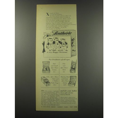 1957 Lentheric Talc, After-Shave Lotion and After-Shave Stick Advertisement