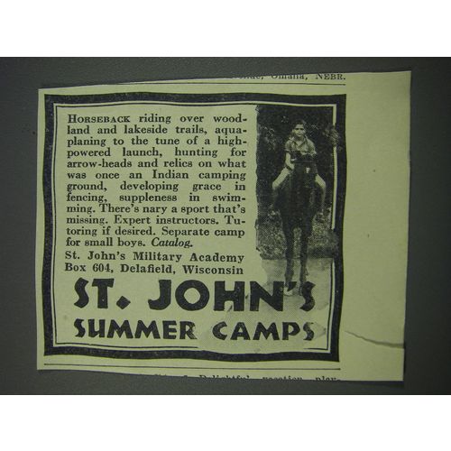 1930 St. John's Military Academy Ad - St. John's Summer Camps