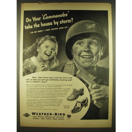 1944 Weather-Bird and Peters Diamond Brand Shoes Ad - Do your Commandos take