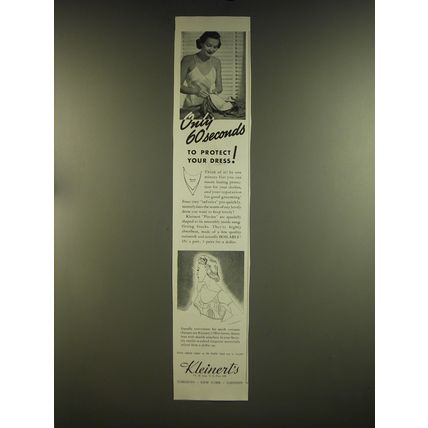 1939 Kleinert's Pin-ins and Bra-forms Ad - Only 60 seconds to protect your dress