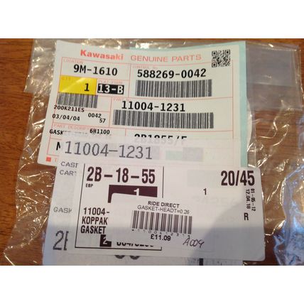 Kawasaki Gasket Head Part No 11004 -1231 Genuine Parts