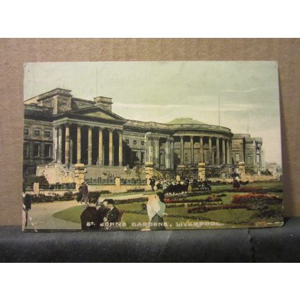 ST. JOHN'S GARDENS, LIVERPOOL, used antique postcard by Hugo Lang & Co 1906 pm /