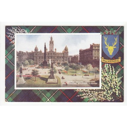 George Square Glasgow Mackenzie Tartan Postcard A1007