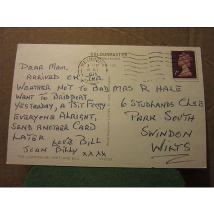 THE LIGHTHOUSE, PORTLAND BILL, DORSET used postcard Colourmaster 1975 pm =