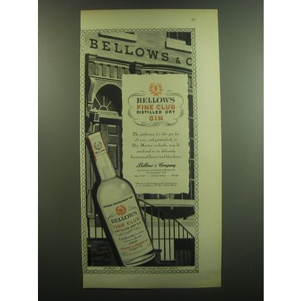 1948 Bellows Fine Club Distilled Dry Gin Ad