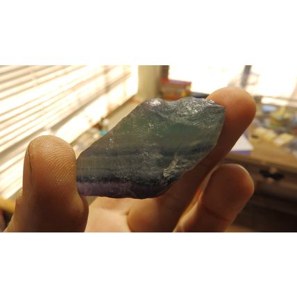 Large blue and purple semi clear fluorite crystal natural gemstone