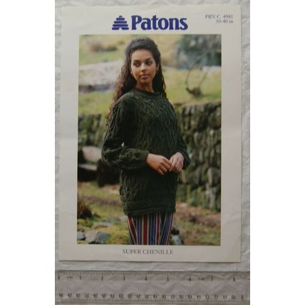 1993 Patons 4981 cable tunic, Super Chenille