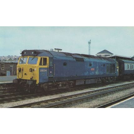 Fifty Class Vanguard 50024 Train at Plymouth Station Postcard