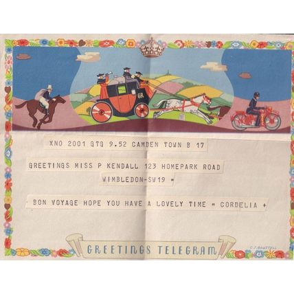 Vintage Camden London Horse Carriage Cycle Telegram