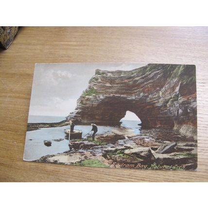Early Frith Postcard - Men & boat @ Ladram Bay -Nr Sidmouth Devon