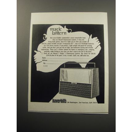 1971 Haverhills Maxell Fluorescent Lantern Advertisement - Magic Lantern