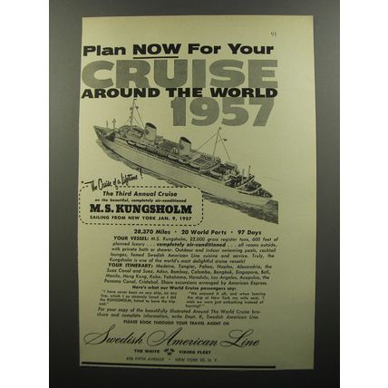 1956 Swedish American Line Cruise Ad - Plan now for your Cruise