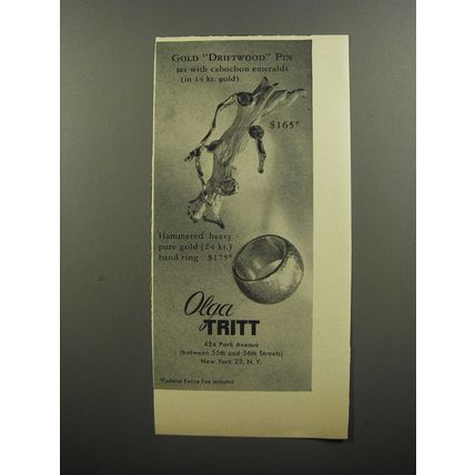1956 Olga Tritt Jewelry Advertisement - Gold Driftwood pin