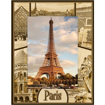 Paris France Laser Engraved Wood Picture Frame Portrait (3 x 5)