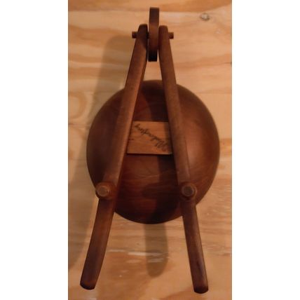 Woodcroftery Wheel Barrow Wood Bowl 14" Long Signed MCM Display Nuts Candy