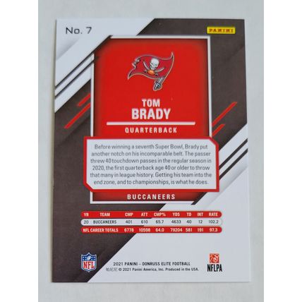 2021 Panini Donruss Elite Football Tom Brady card #7 in NM Condition