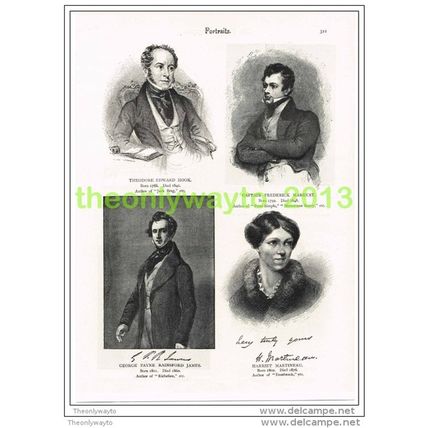 FAMOUS NOVELISTS, THEO EDWARD HOOK, FREDERICK MARRYAT, Book Illustration c1895