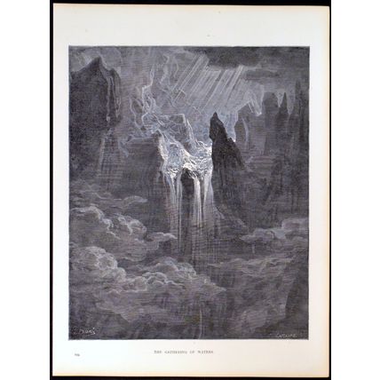 GATHERING OF WATERS 1885 Gustave Doré - John Milton Laplante ANTIQUE ENGRAVING