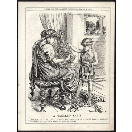 A TANGLED SKEIN 1913 John Bernard Partridge - Balkan Wars PUNCH CARTOON PAGE