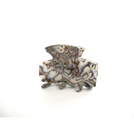 Small gray abalone sea shell effect hair claw clamp clip fine thin hair