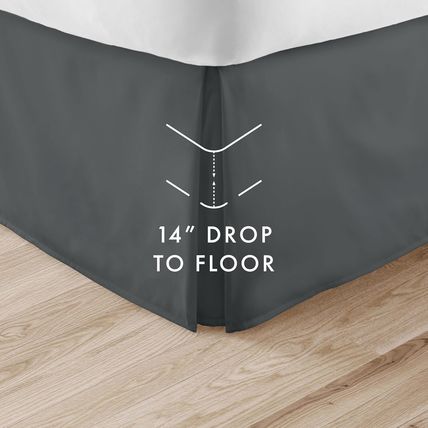 Linen Market Pleated Bed Skirt-14" Drop-78" X 80"-KING-GRAY-NEW-SEALED-FAST