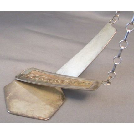 Vintage Signed Navajo 12K & Sterling Silver Storyteller Hinged Necklace 39.0 gr