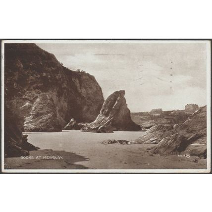 Rocks at Newquay, Cornwall, 1930 - Valentine's Postcard